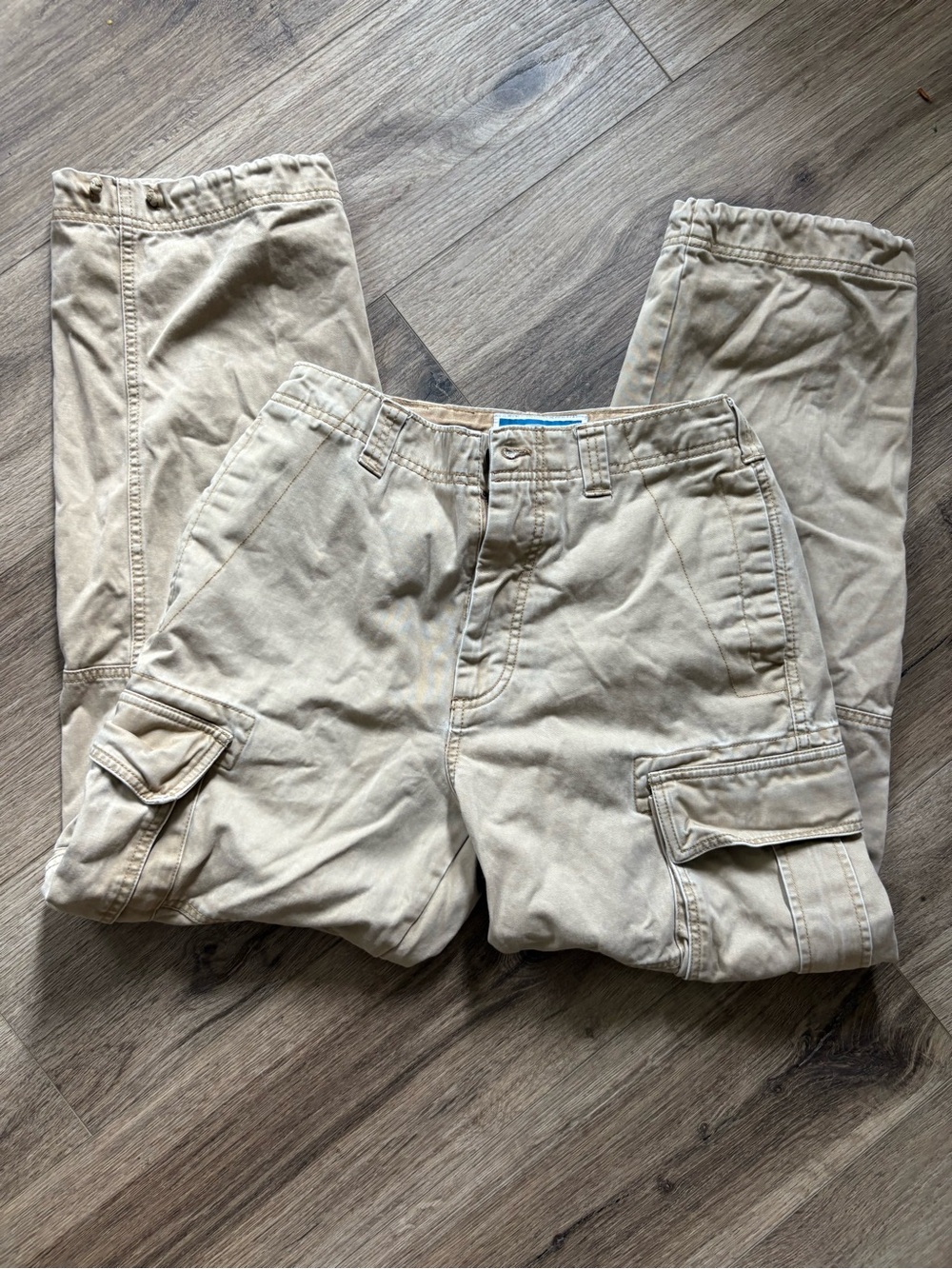 Vintage Old Navy Beige/Tan baggy cargo adjustable waistband Pants